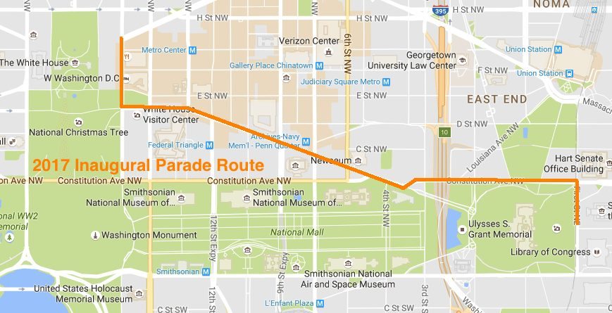 2017 Inaugural Parade Route Map