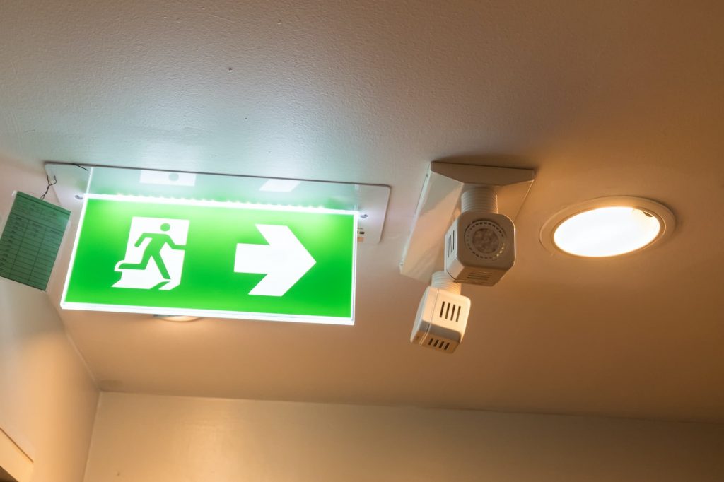 exit sign in a building